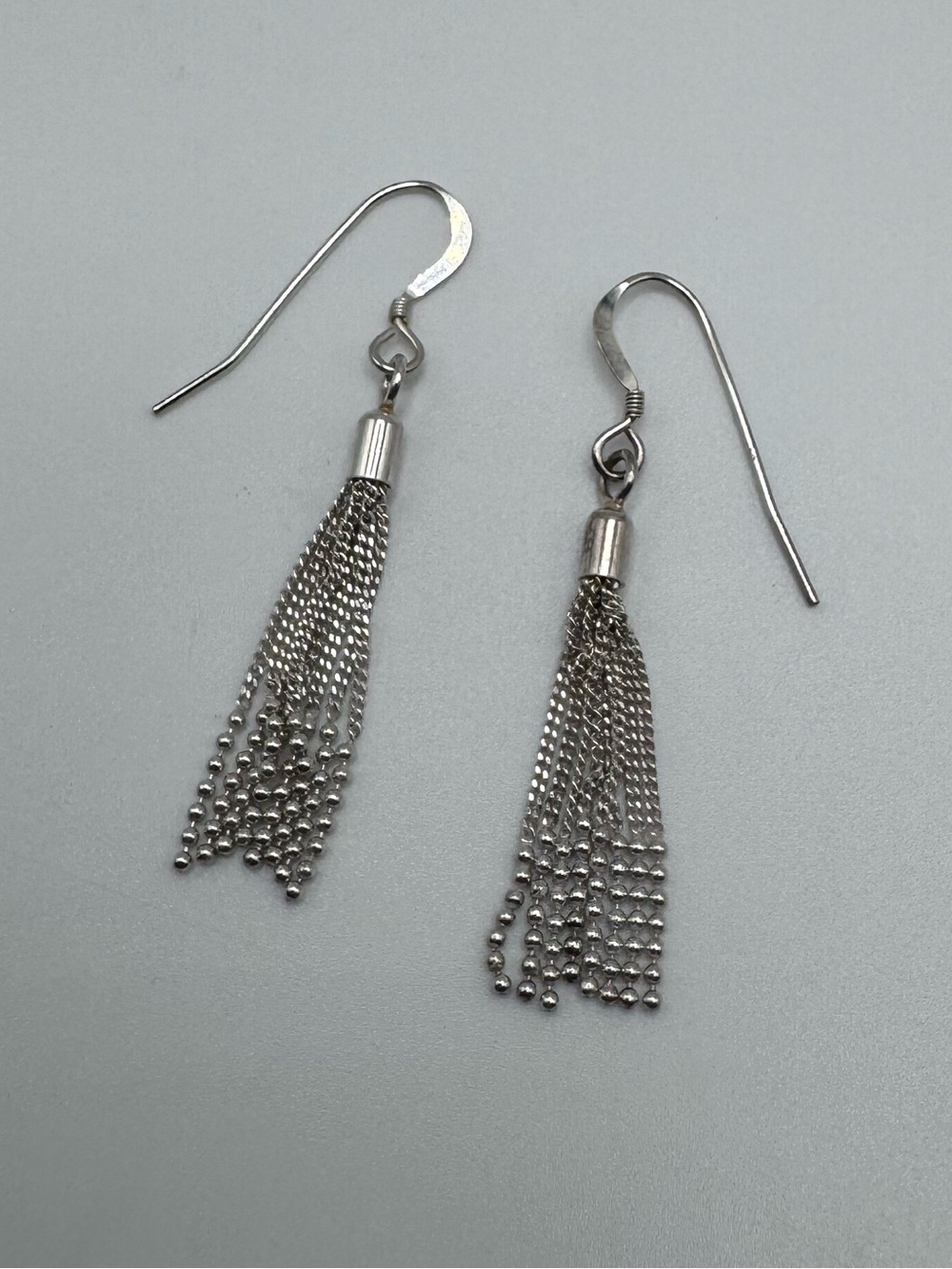 Sterling Silver 925 Chain Tassel Earrings